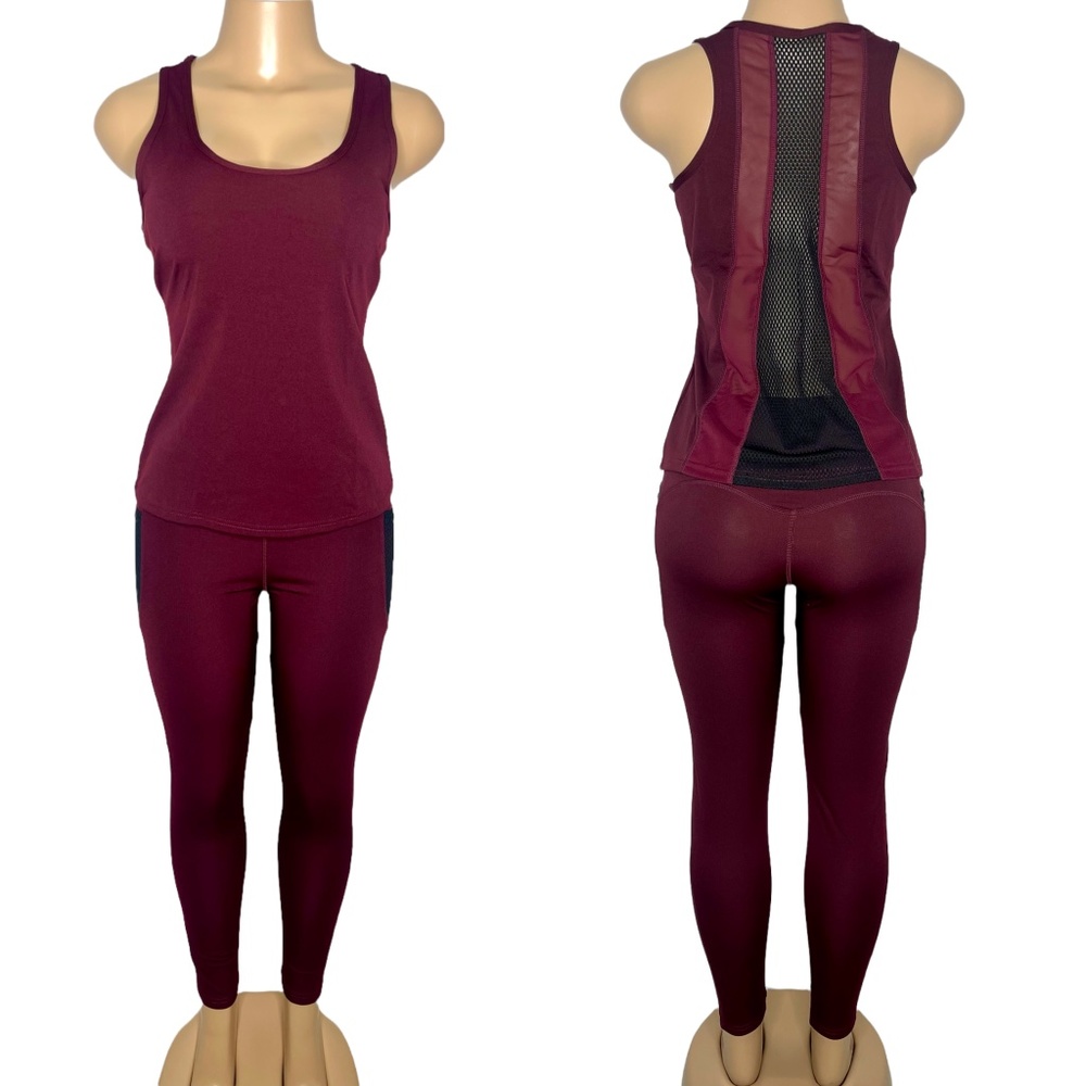 2 Piece Women Set Size S/M and L Leggings with Pockets and Tank Top with Mesh
